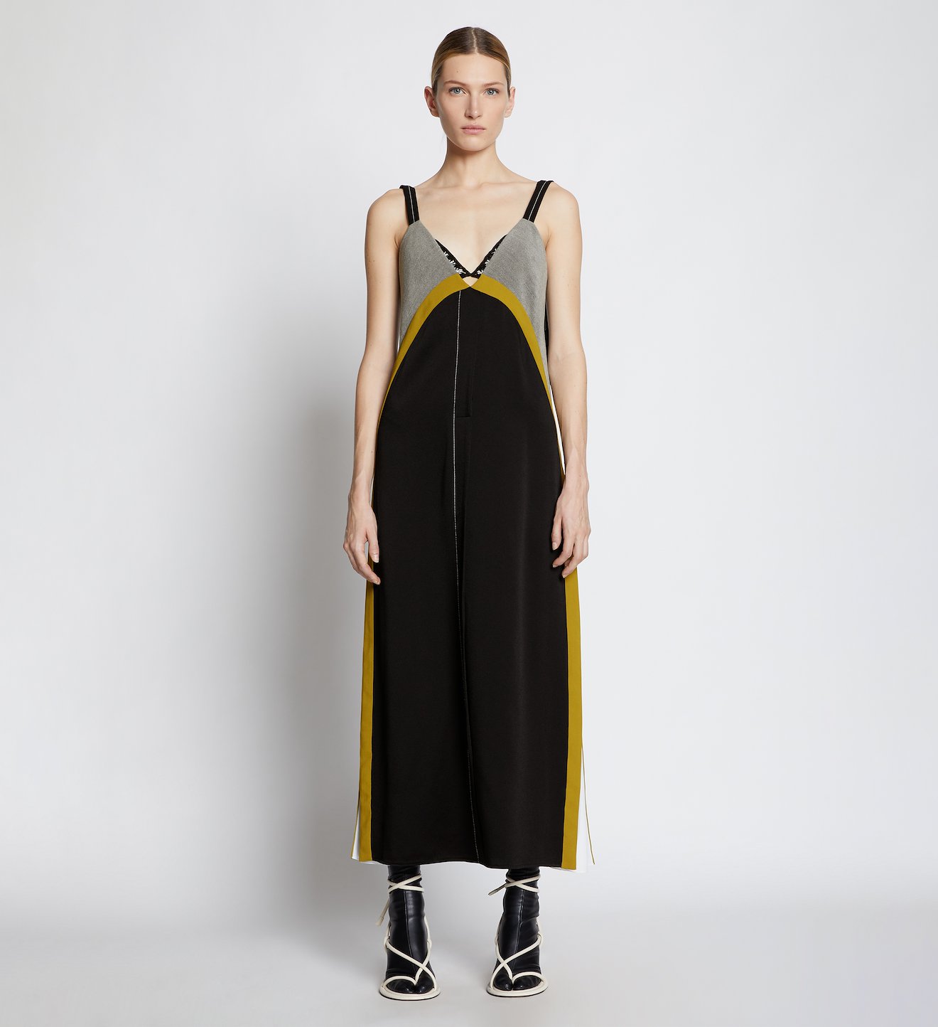 Pieced Hammered Satin Dress