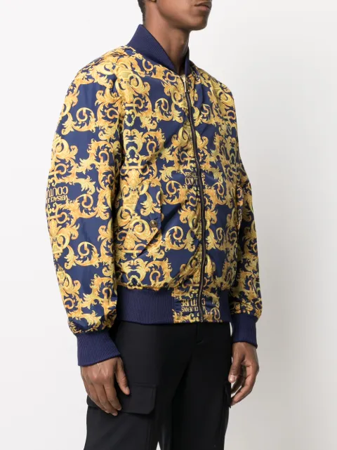 versace baroque print bomber jacket
