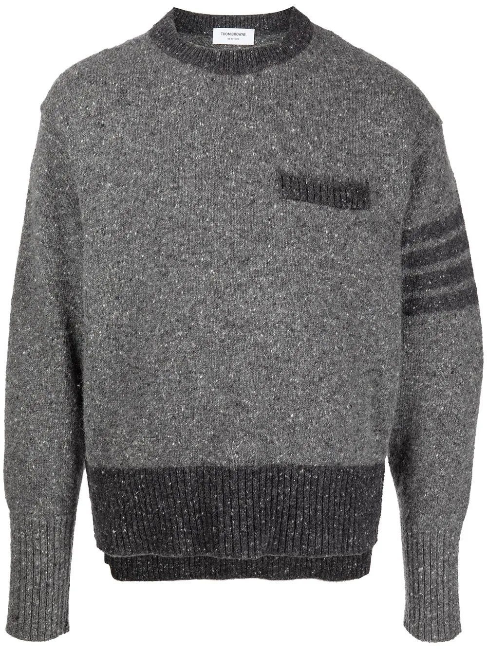 

Thom Browne two-tone striped-edge jumper - Grey