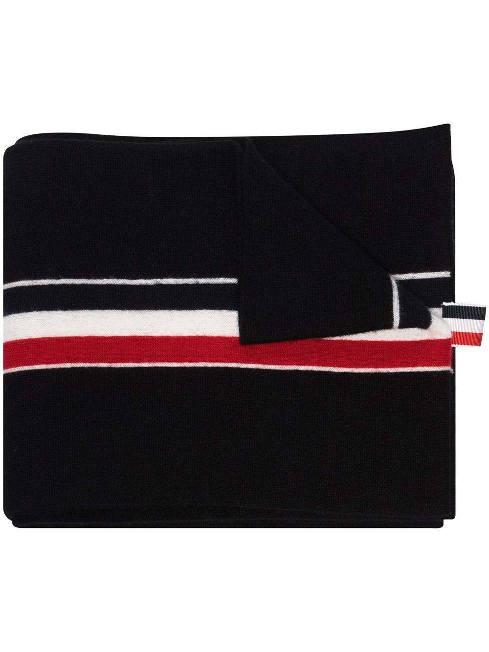 

Thom Browne bufanda tejida con detalle tricolor - Negro