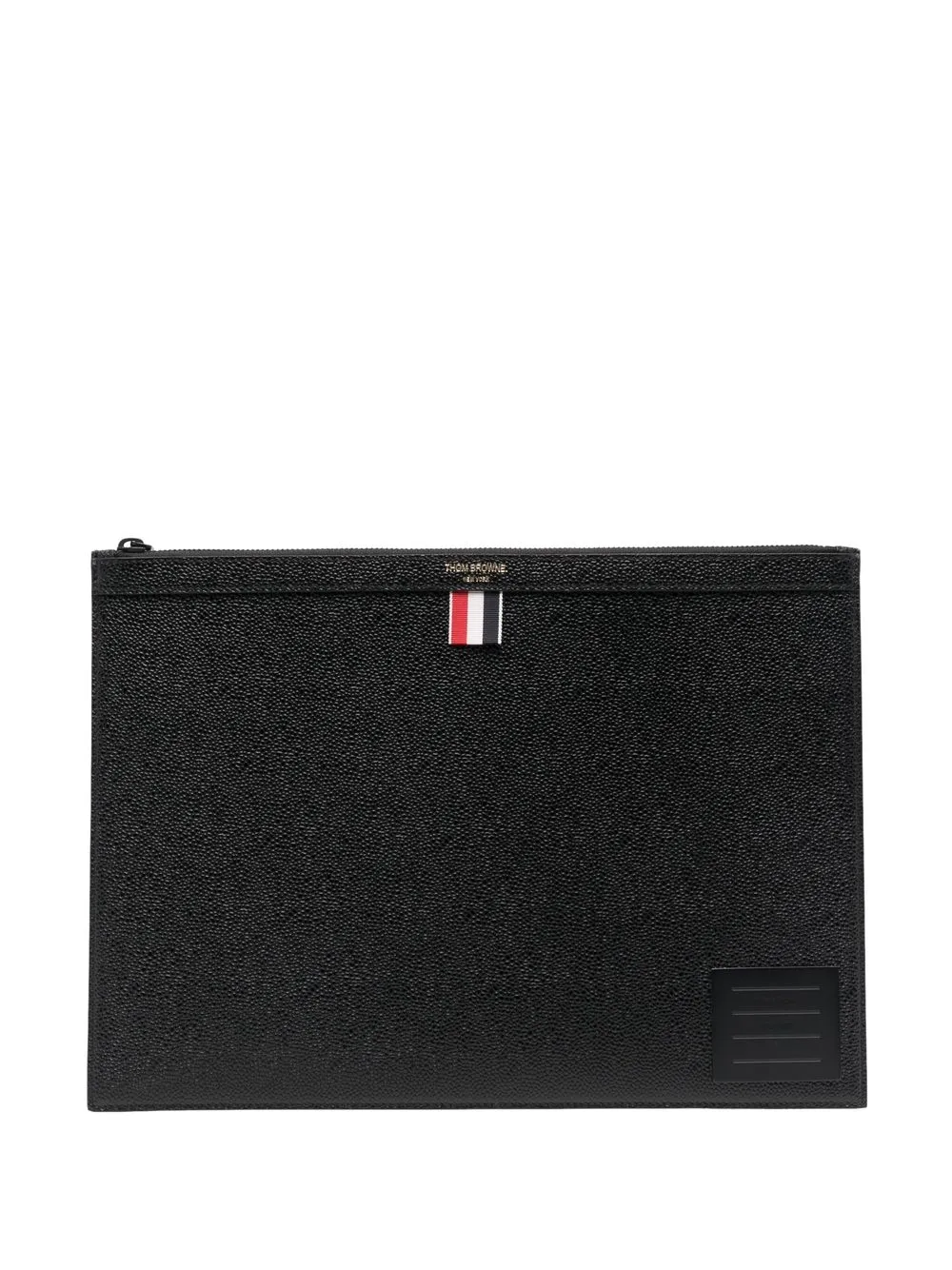 

Thom Browne grosgrain-tab leather clutch bag - Black