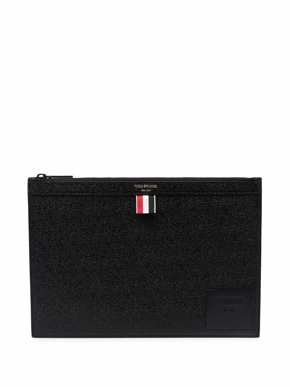 THOM BROWNE GROSGRAIN-TAB LEATHER CLUTCH BAG