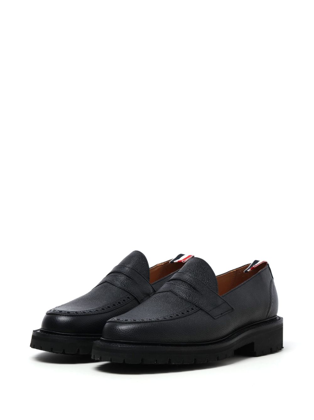 Thom Browne RWB-stripe leather loafers - Black