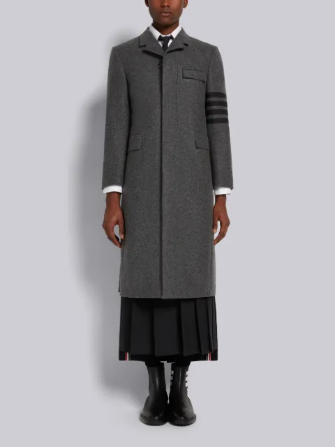 Navy Melton Wool Long Chesterfield Overcoat | Thom Browne Official