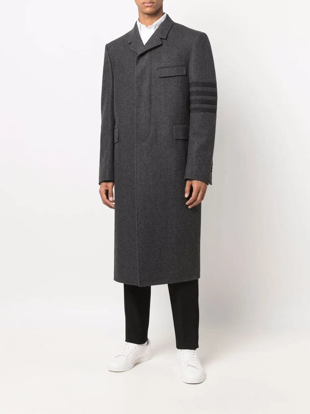 Thom Browne Mantel met enkele rij knopen - Grijs