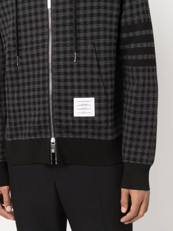 Thom Browne Gunclub Check Jacquard zip-up Hoodie | Black