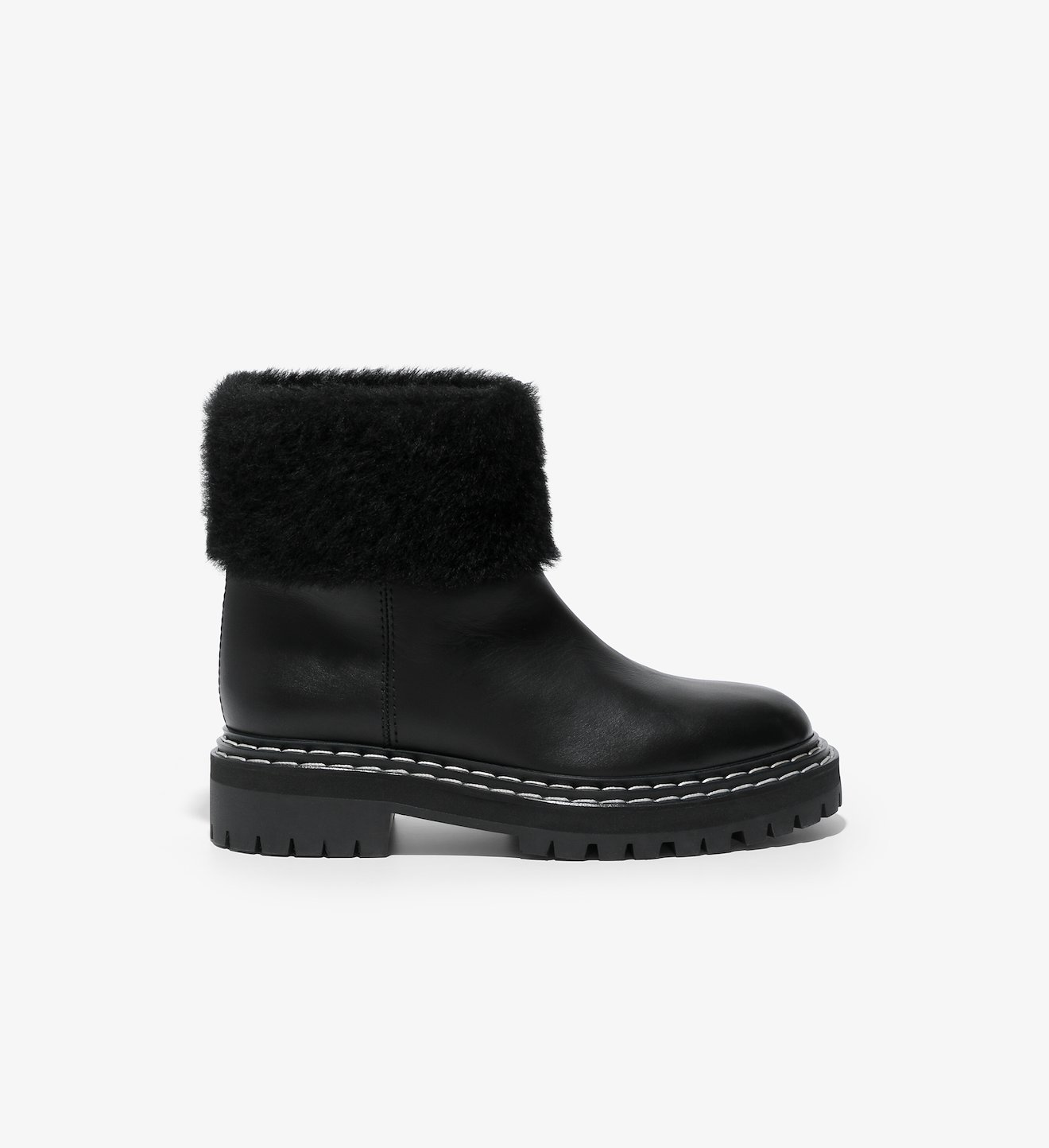Lug Sole Shearling Ankle Boots