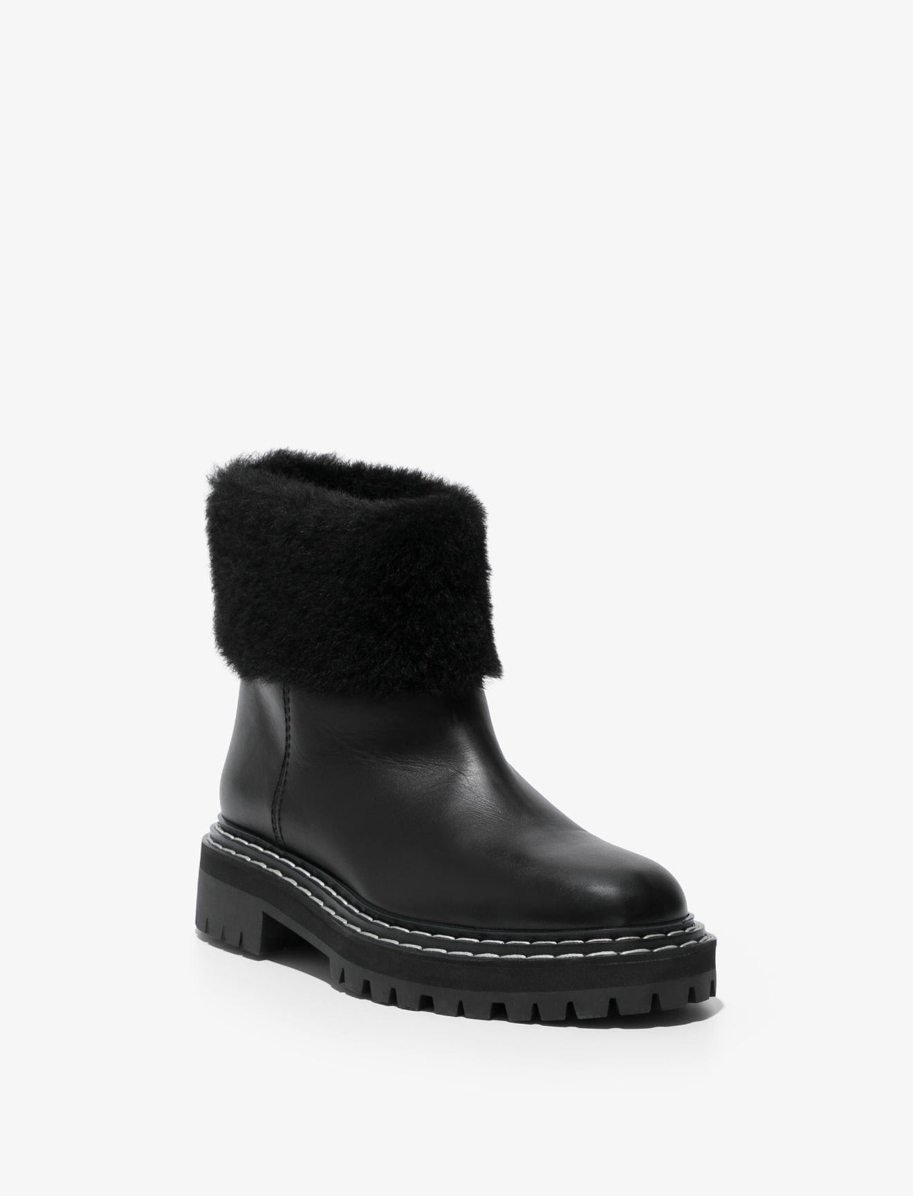 black shearling ankle boots