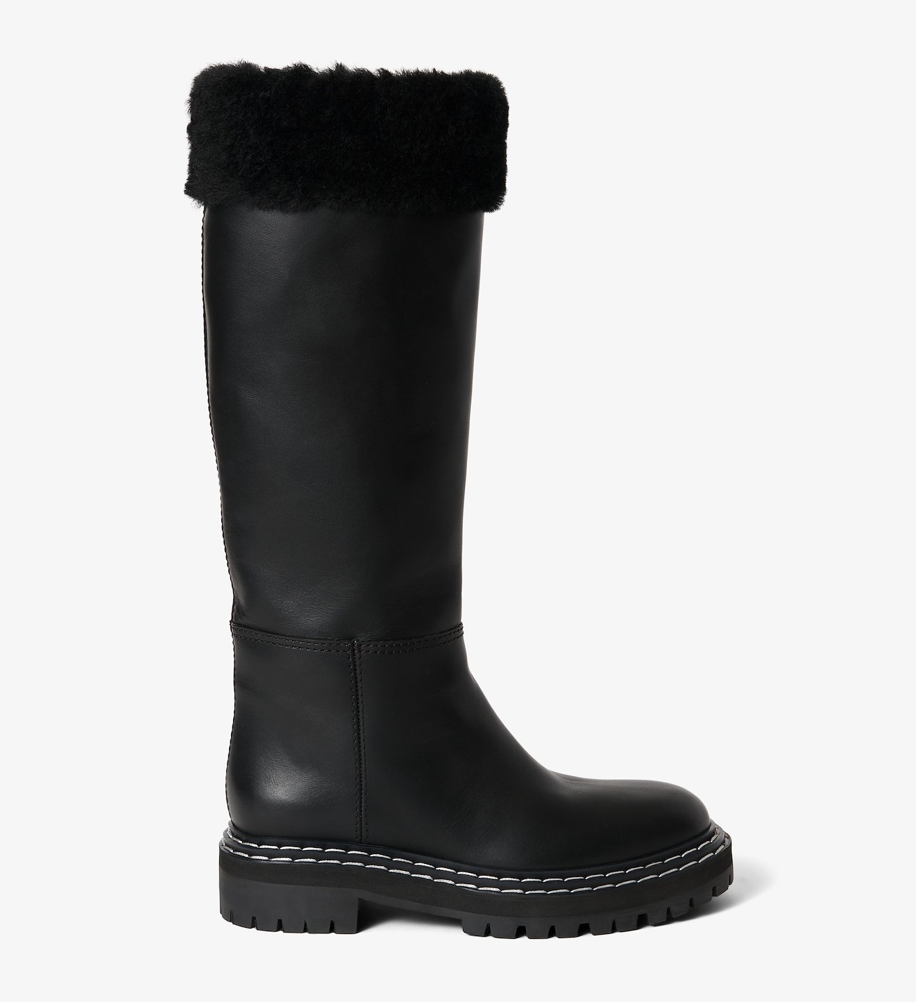 Lug Shearling Tall Boots in black | Proenza Schouler