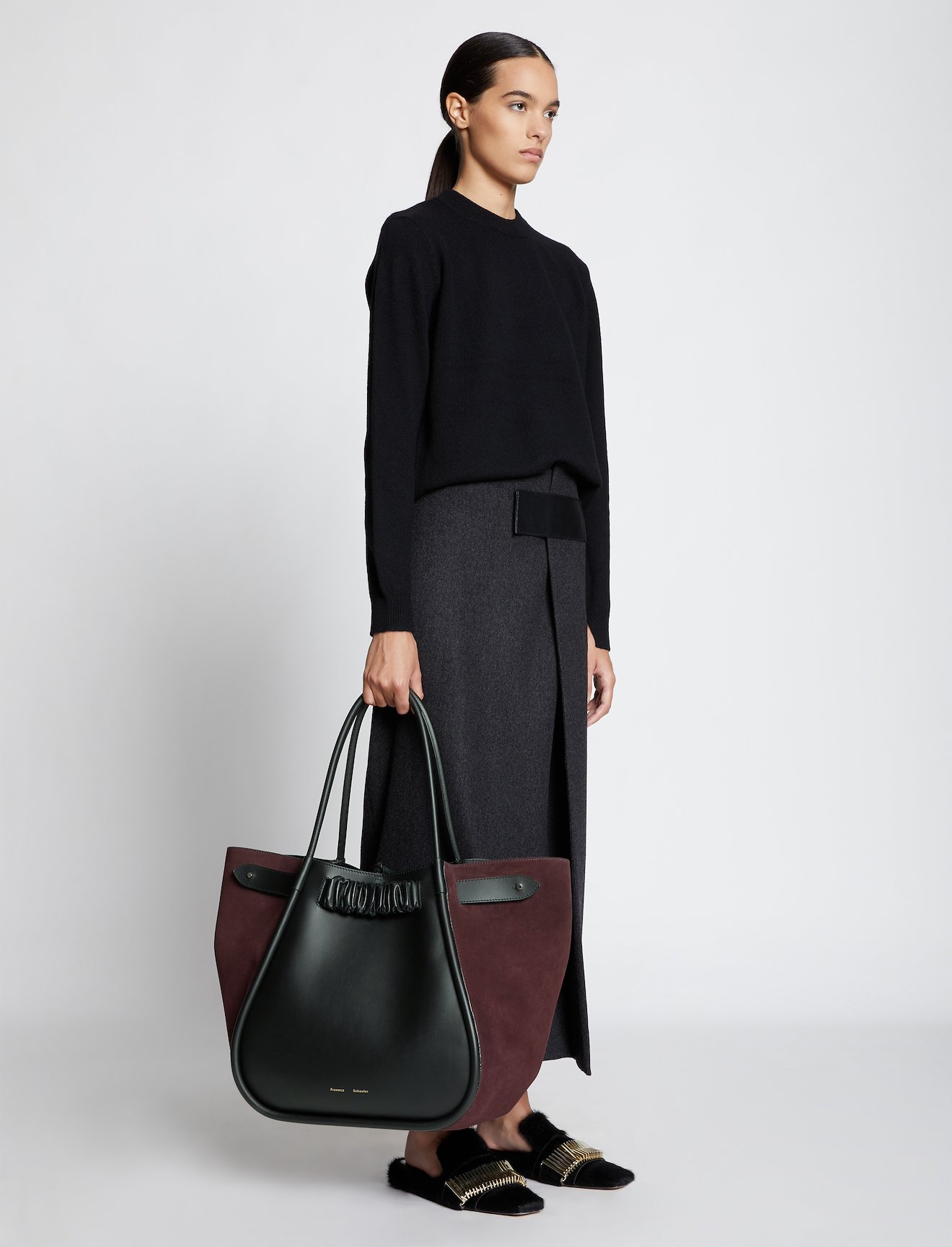 XL Suede Ruched Tote #2