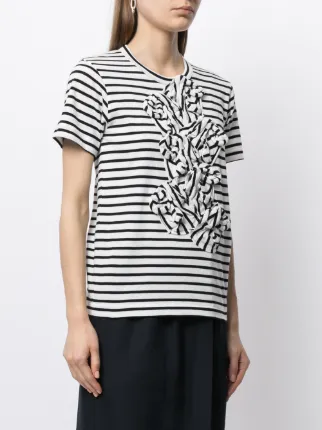 ruched-detail striped T-shirt展示图