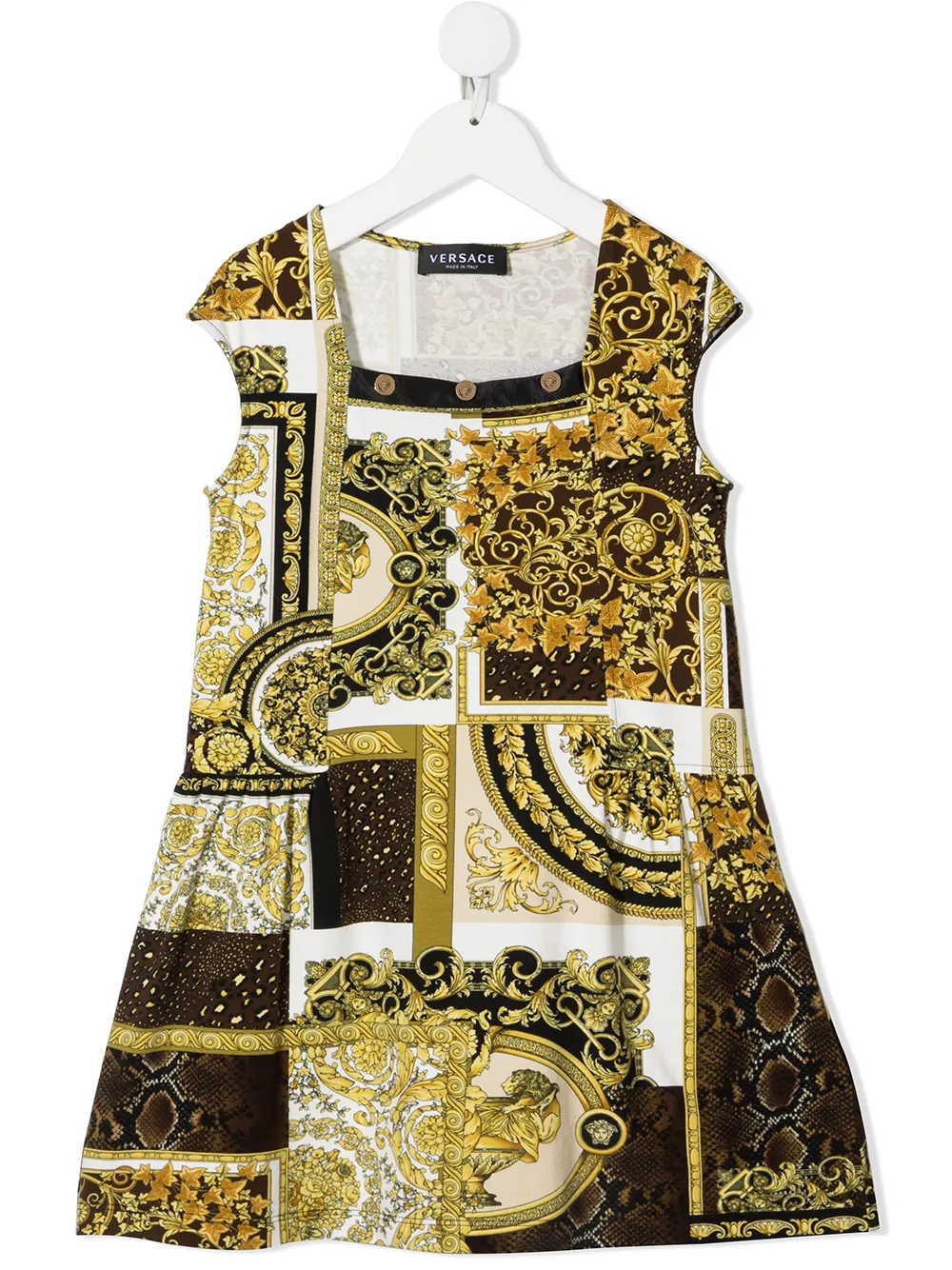 注目の商品 ファーフェッチ Young Versace バロッコプリント ワンピース ゴールドトーン かいこみ