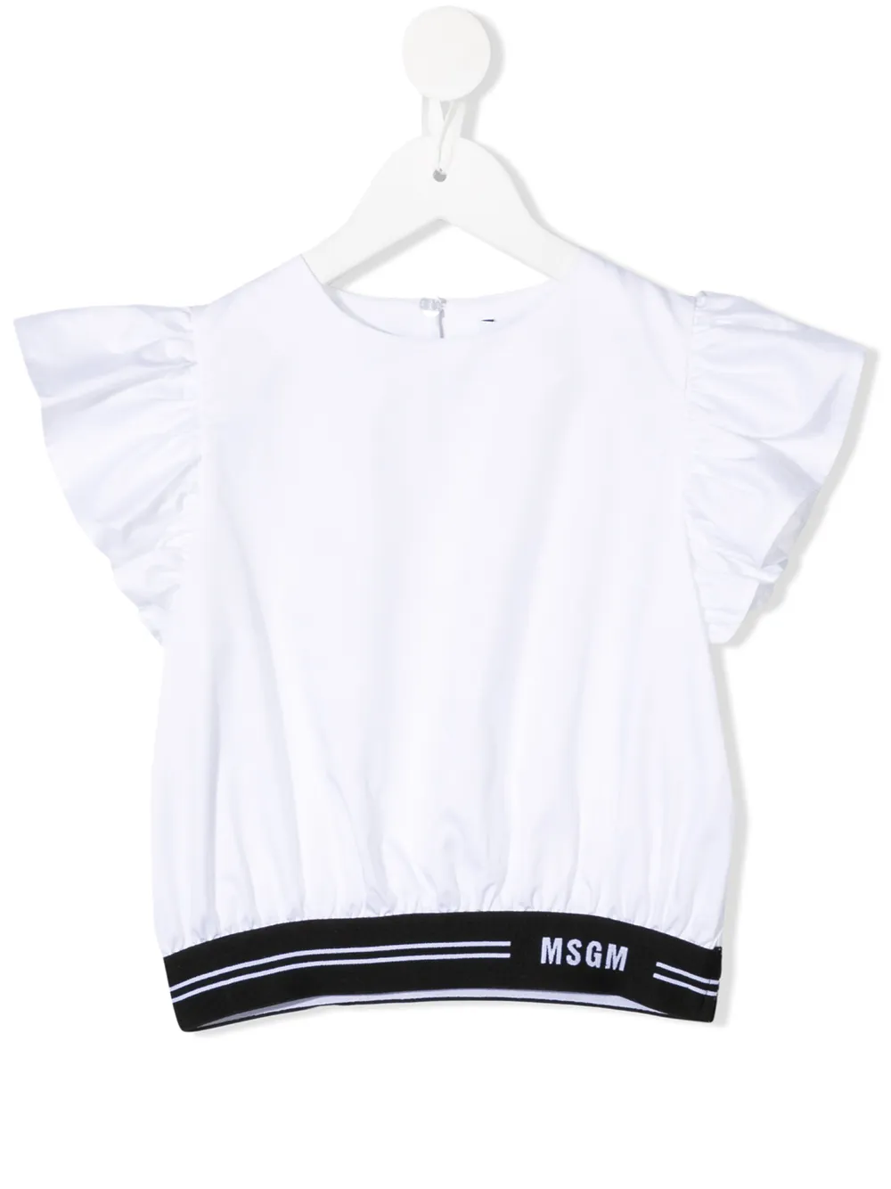 

MSGM Kids top corto con ribete de volantes - Blanco