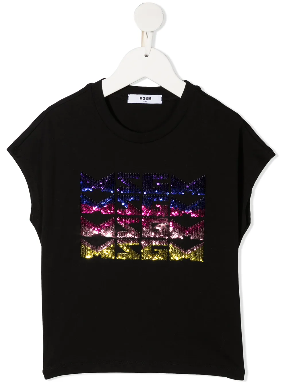 фото Msgm kids футболка с логотипом из пайеток