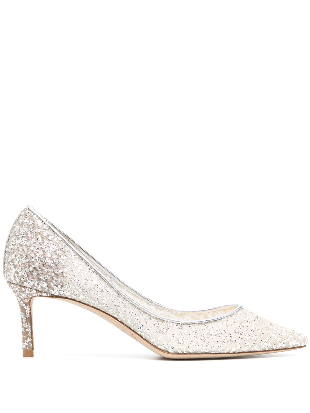 

Jimmy Choo Romy 60mm glitter-embellished pumps - Silver