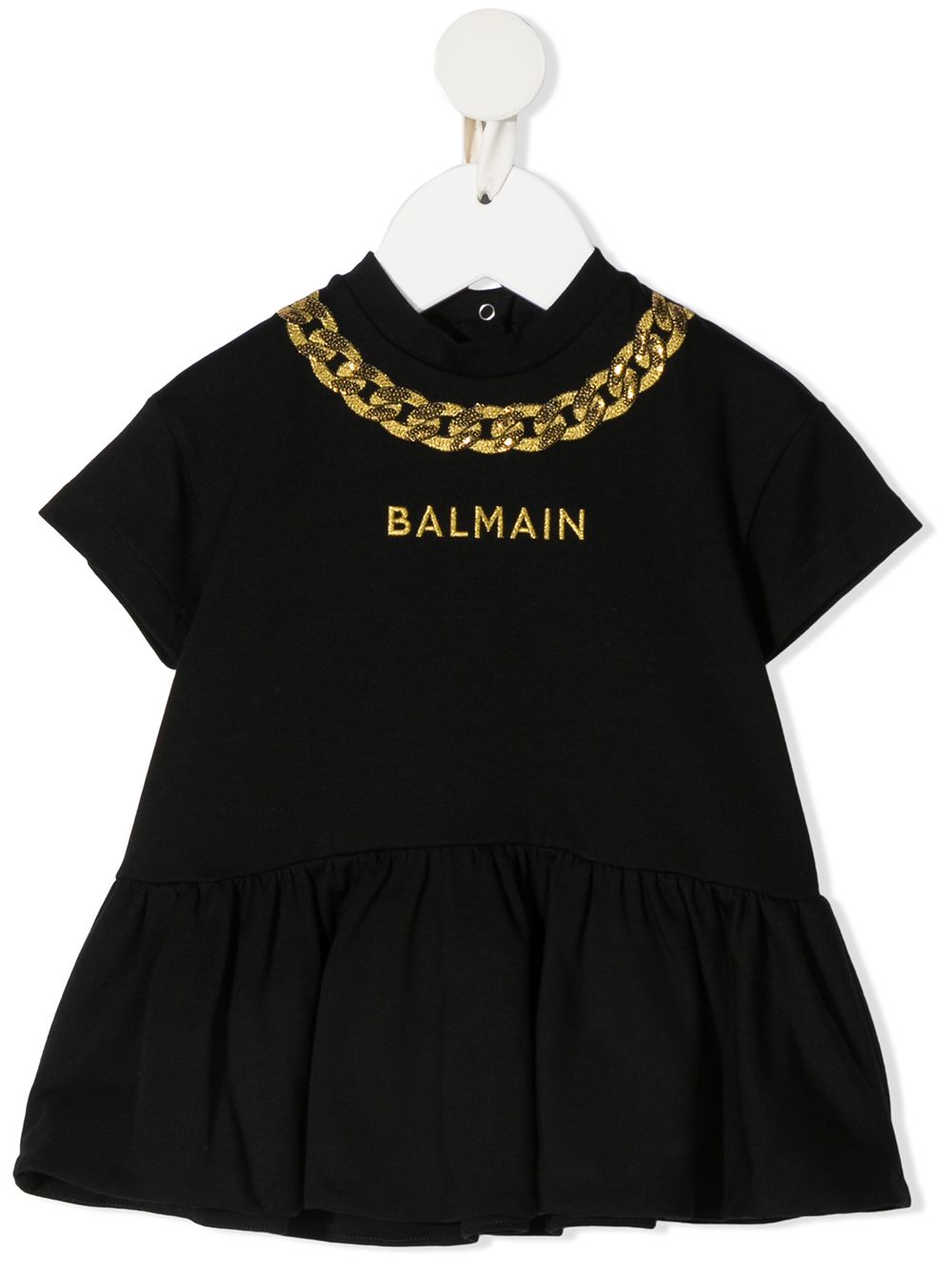 фото Balmain kids платье-футболка с вышивкой
