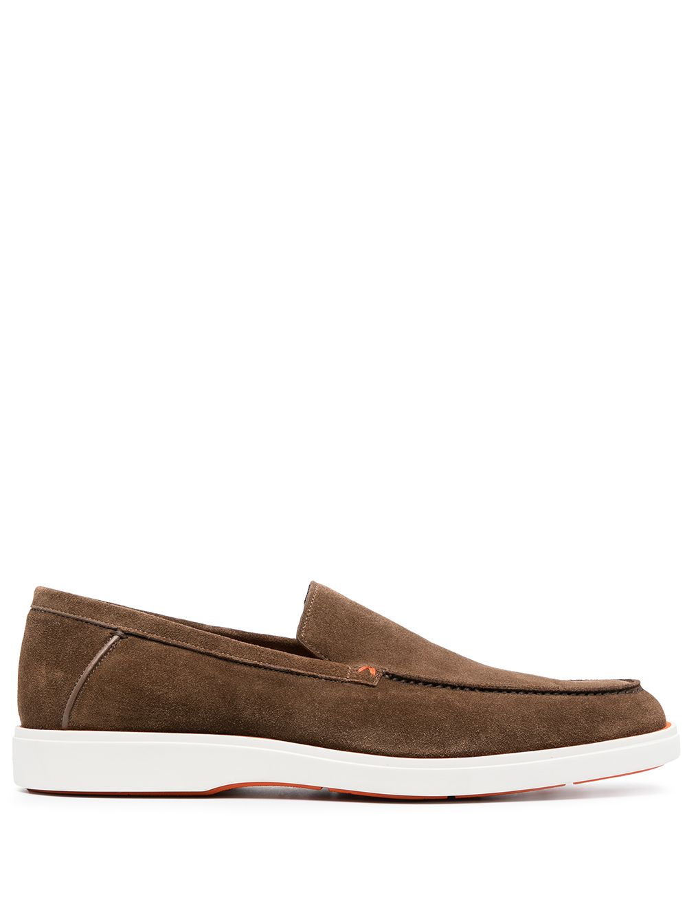 

Santoni suede almond toe loafers - Brown