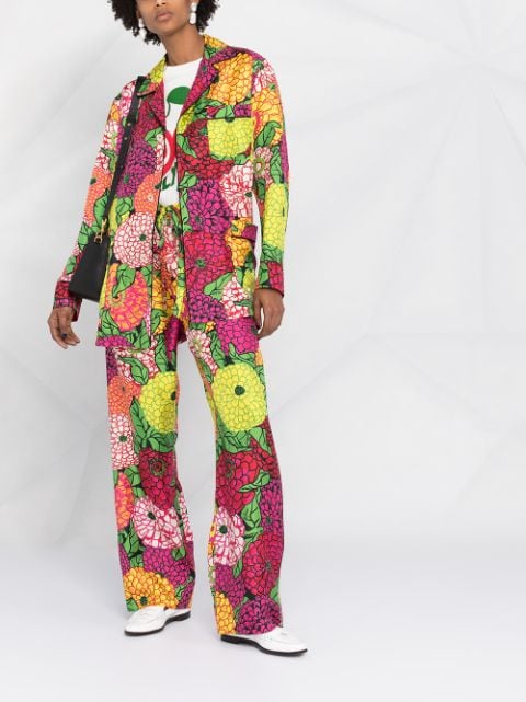 X Ken Scott Floral-print Silk-twill Pyjamas In Burgundy Multi