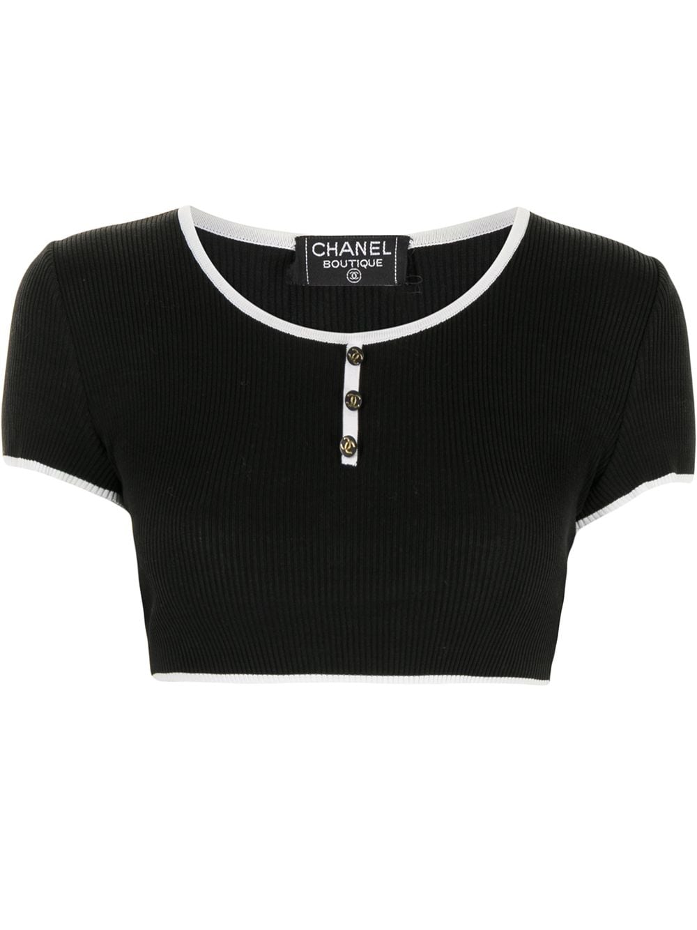 CHANEL Pre-Owned 1995 Ribbed Crop Top - Farfetch