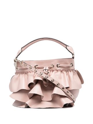 Rock Ruffles Red (V) leather bag with ruffles