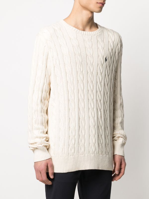 Cable-knit cotton sweater in white - Polo Ralph Lauren