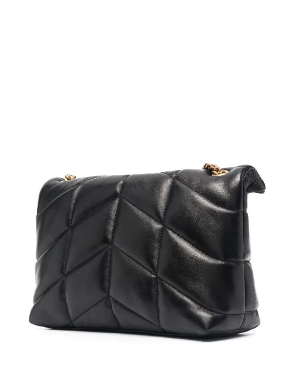 Loulou puffer leather crossbody bag Saint Laurent Black in Leather