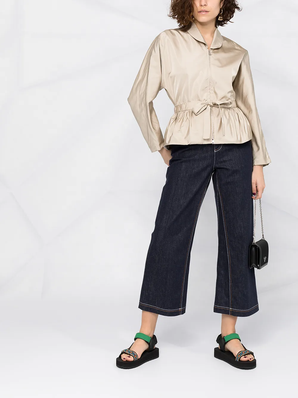 Prada Bomberjack met gestrikte taille - Beige