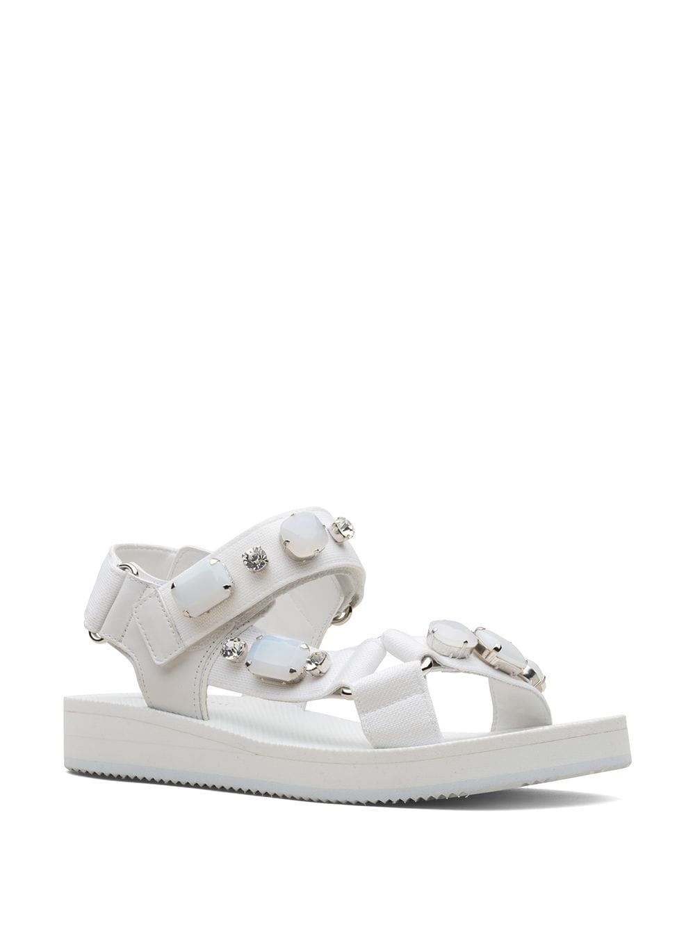 Shop Car Shoe Crystal-embellished Sandals In White