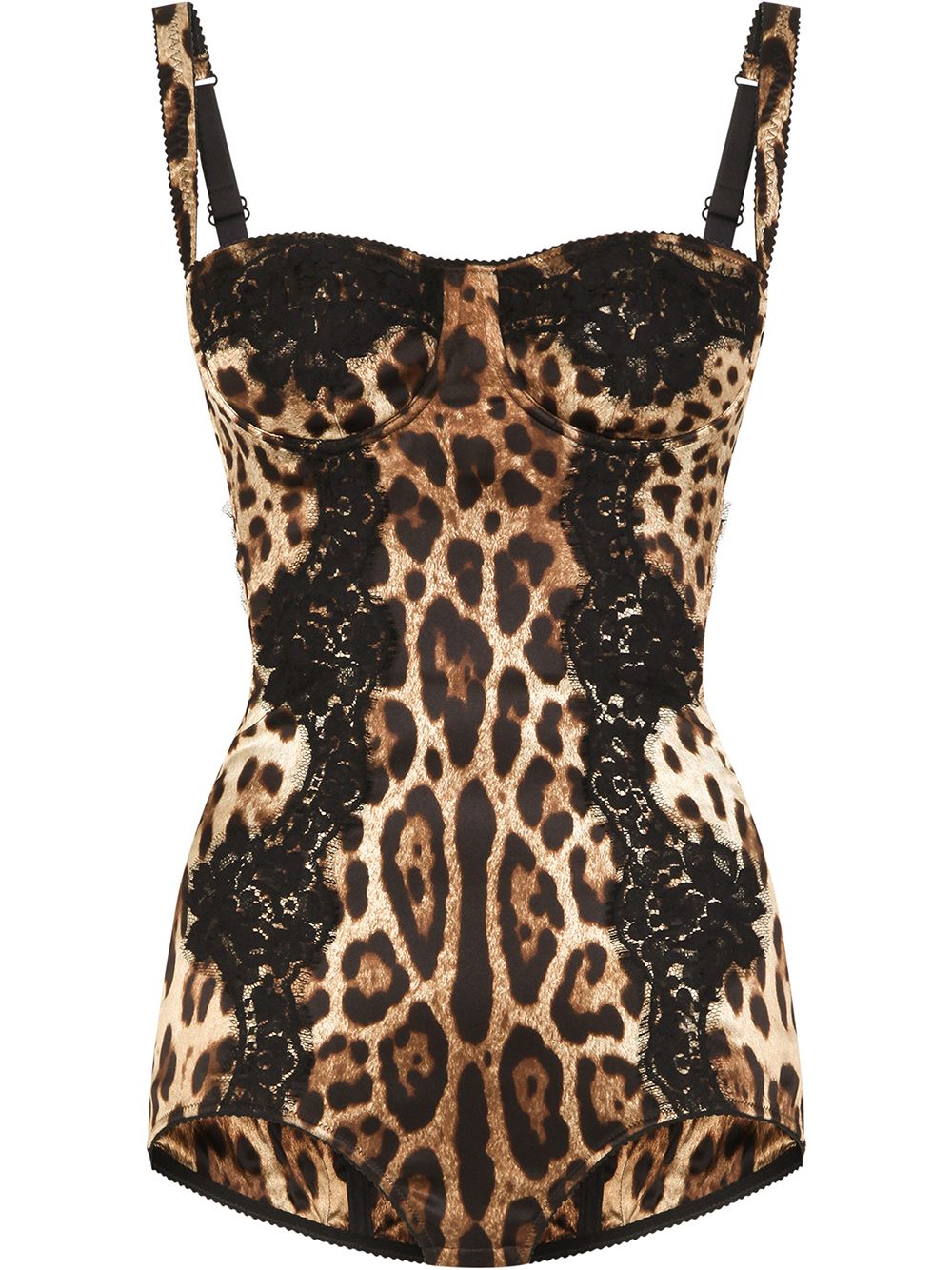 leopard-print silk balconette bodysuit