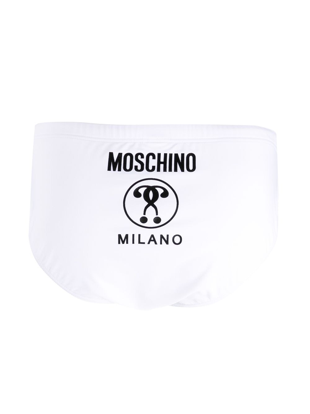 Shop Moschino Rear Logo Swimming Trunks In White