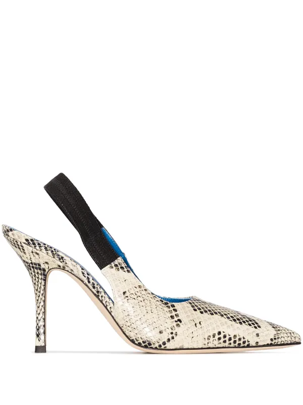 snakeskin slingback pumps