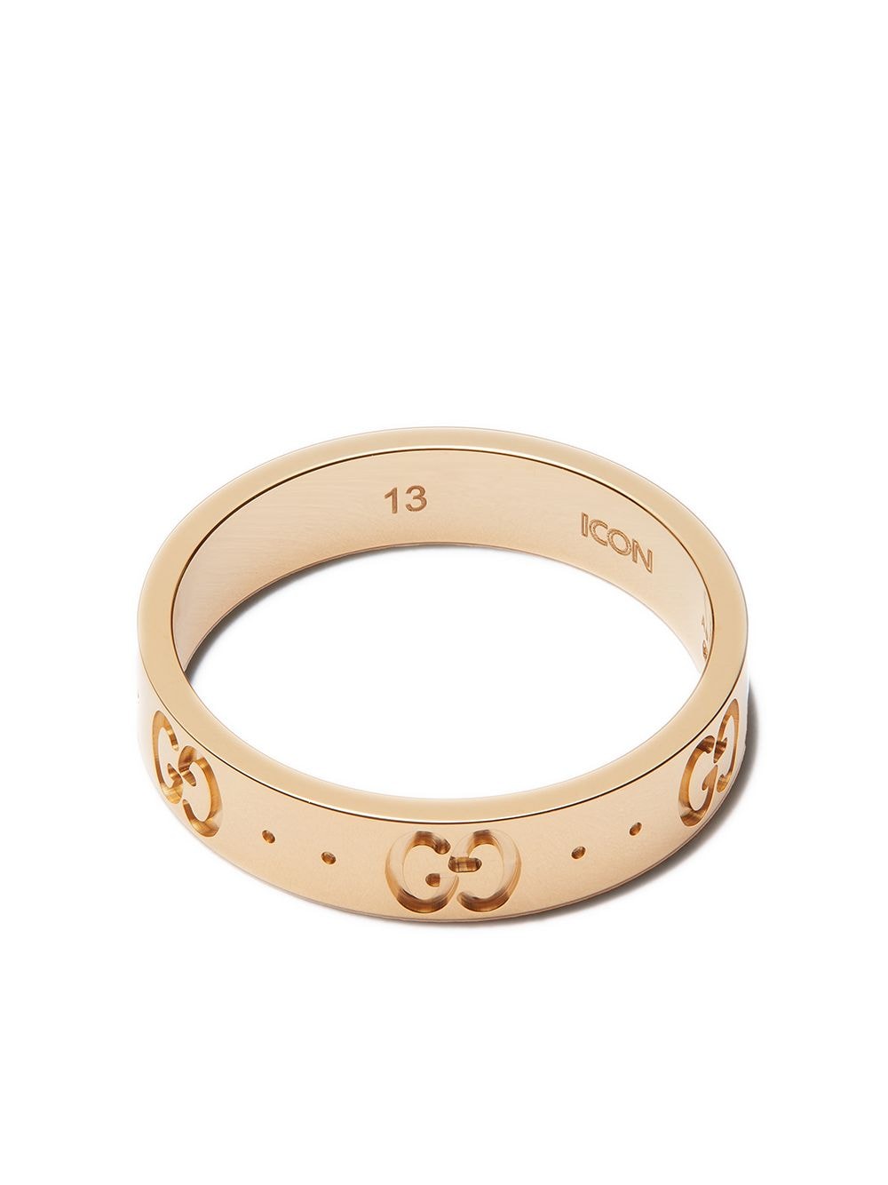 фото Gucci кольцо icon из желтого золота с логотипом gg