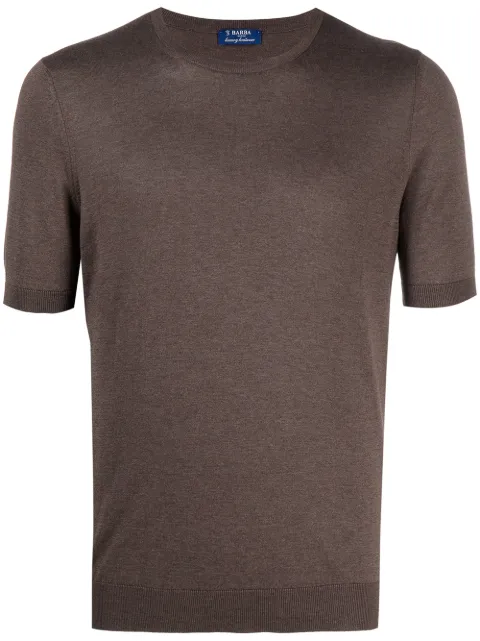 Barba short-sleeve fitted silk top