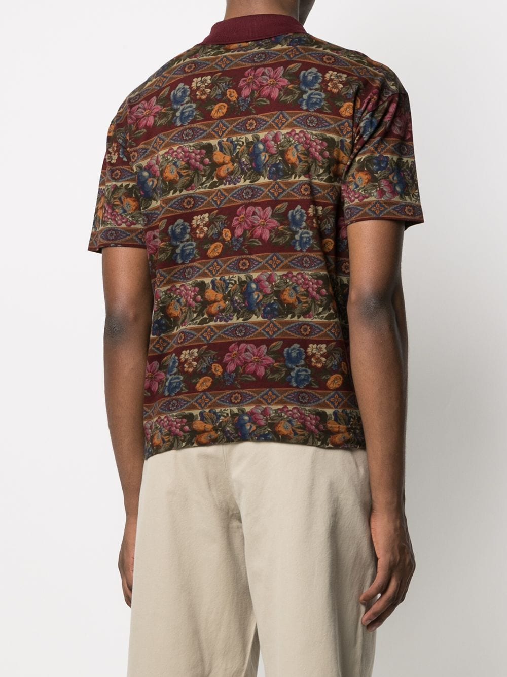Pre-owned Valentino 1990s Fruit-print Polo Shirt In Brown