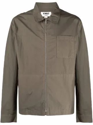 Shop YMC zipped bomber jacket with 