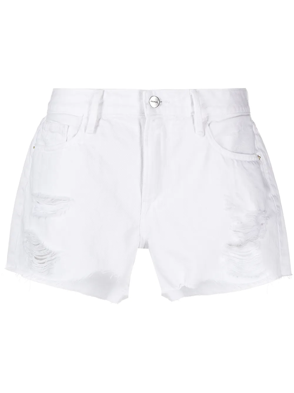 

FRAME shorts de mezclilla con detalles rasgados - Blanco