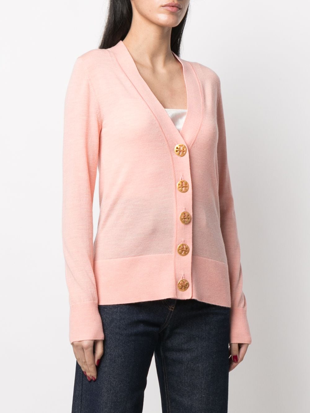 Tory Burch pink Simone merino wool cardigan for women | 64676651 at  