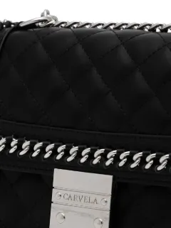 valentino by mario valentino licia quilted foldover shoulder bolsa in black