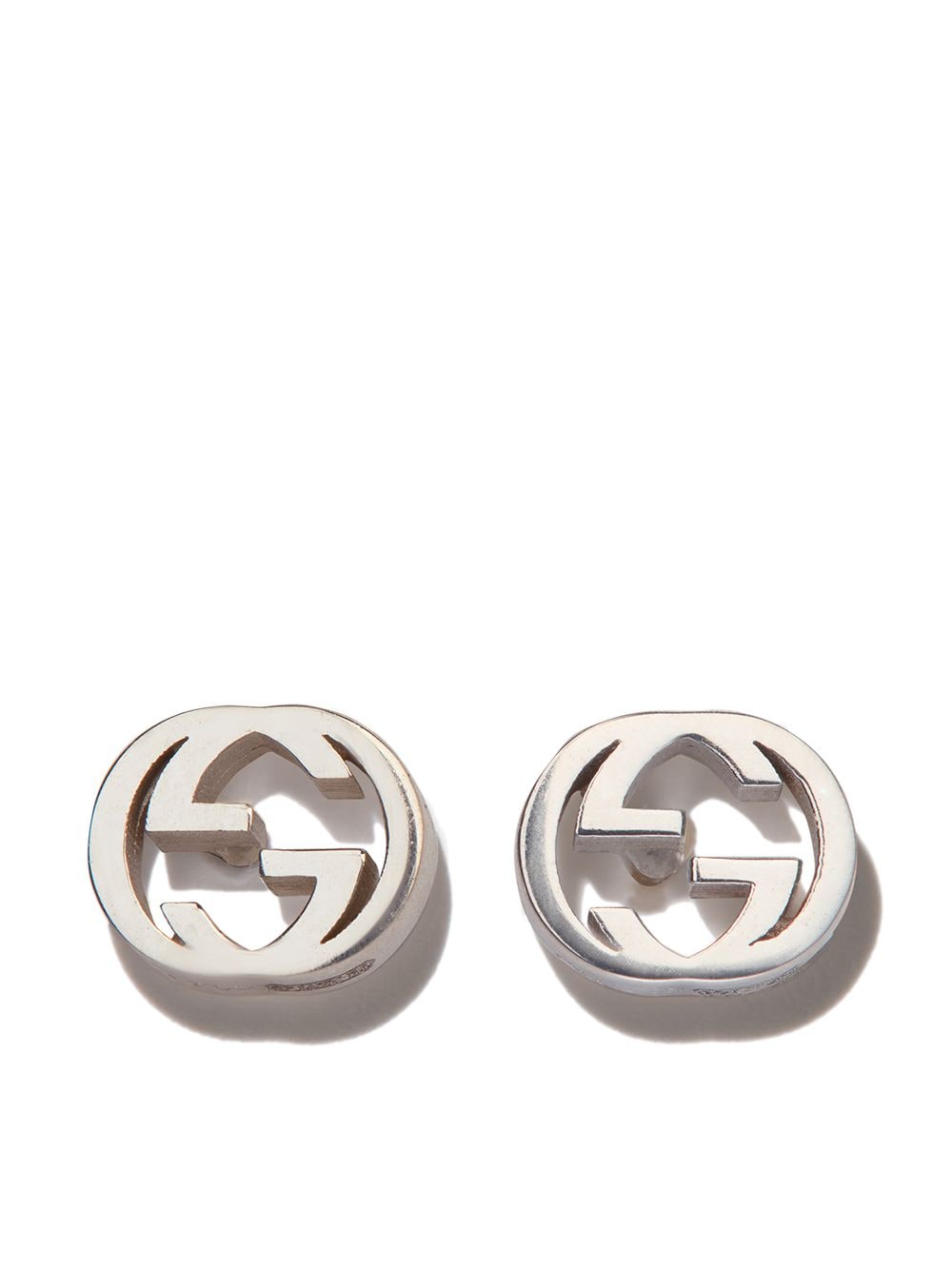 

Gucci aretes con motivo Interlocking G en oro blanco de 18kt - Plateado