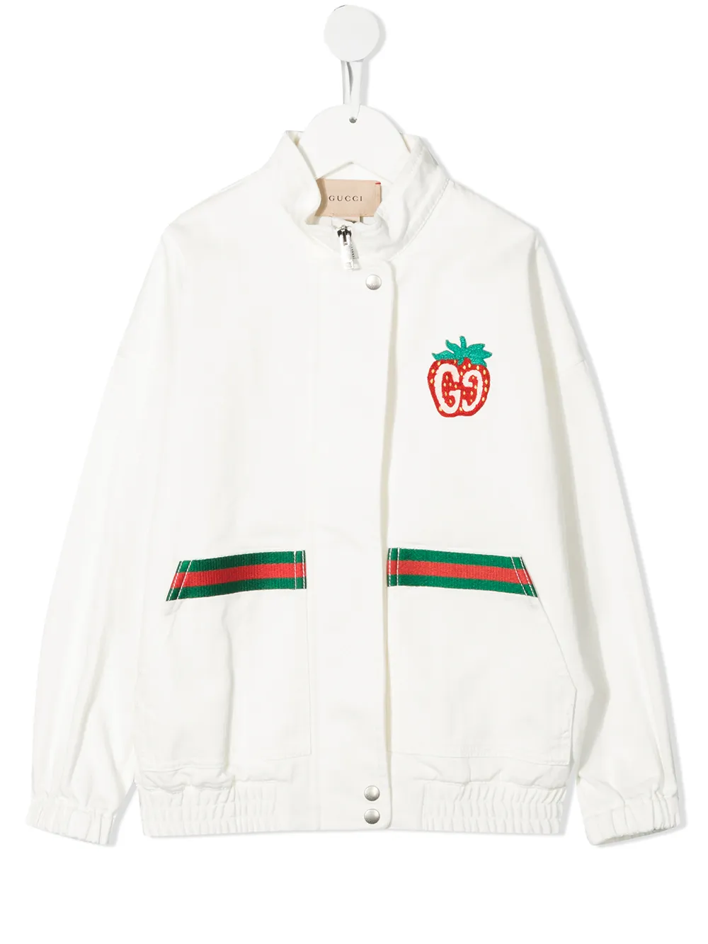 фото Gucci kids джинсовая куртка с узором gg strawberry