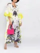 Image 2 of Valentino World Arazzo print cape-style draped dress