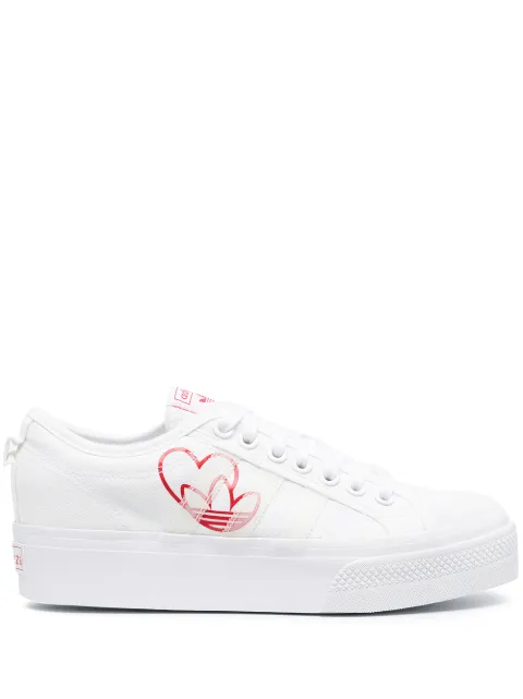 Adidas white Nizza platform sneakers for women | FX9179 at Farfetch.com