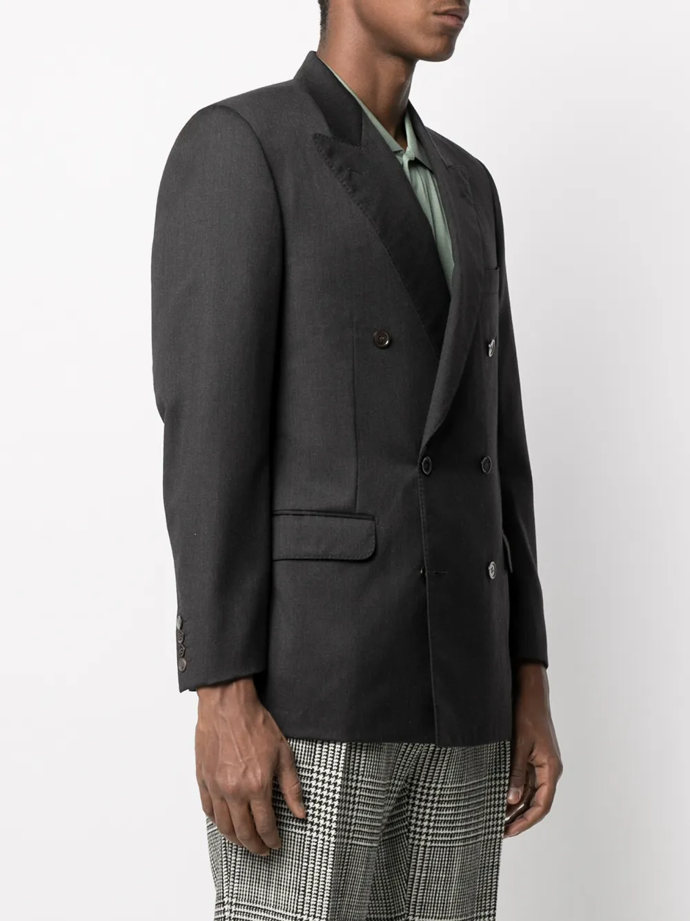 Pre-owned Pierre Cardin 1980s Peak Lapels Double-breasted Blazer In Grey