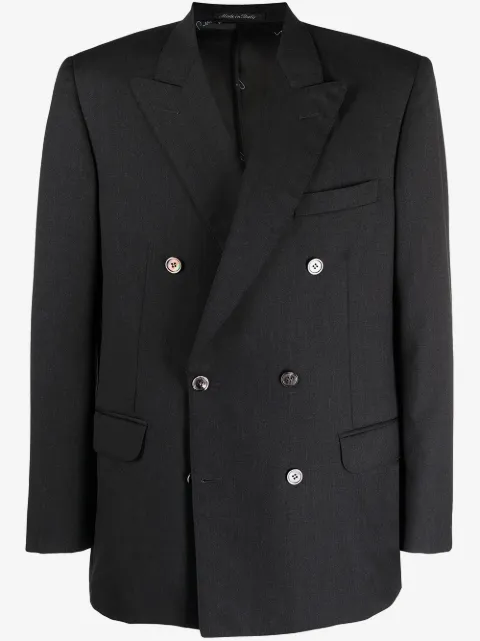 Pierre Cardin Pre-Owned 1980's 피크드 라펠 더블 브레스티드 블레이저