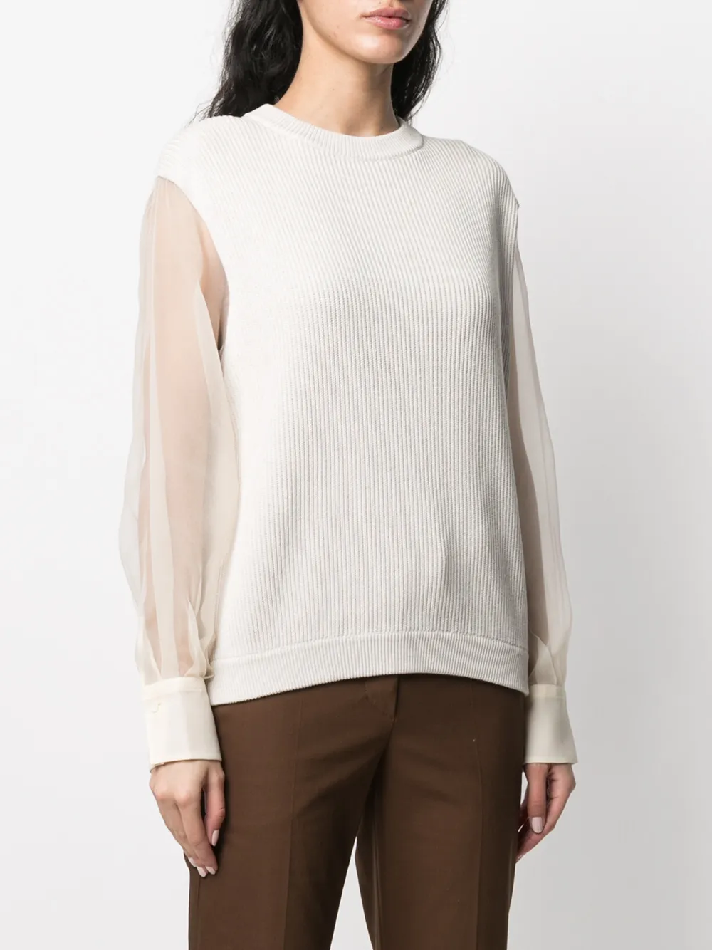 Brunello Cucinelli Trui met ronde hals Beige