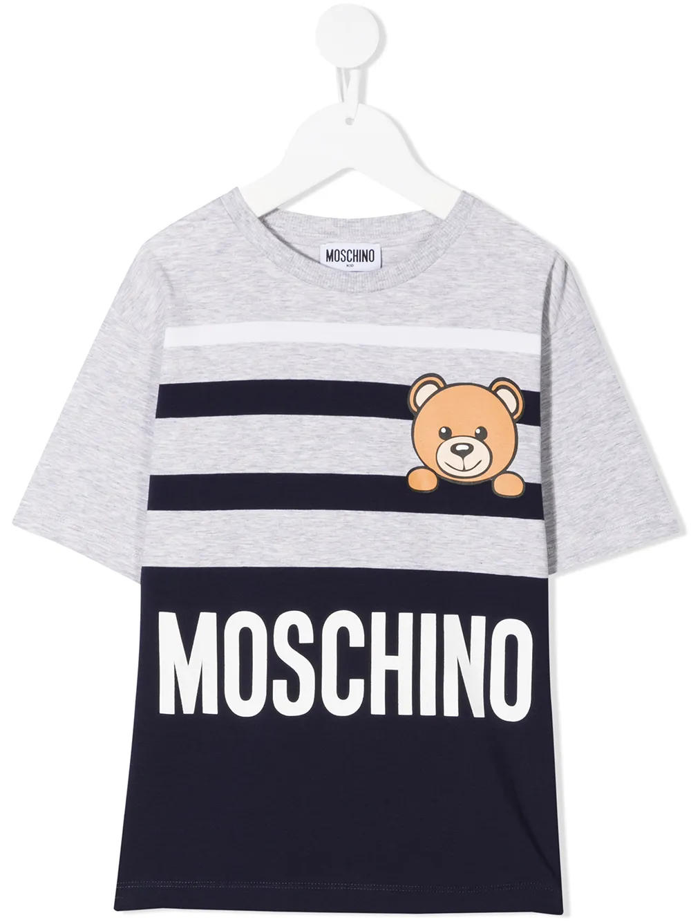 фото Moschino kids полосатая футболка с логотипом