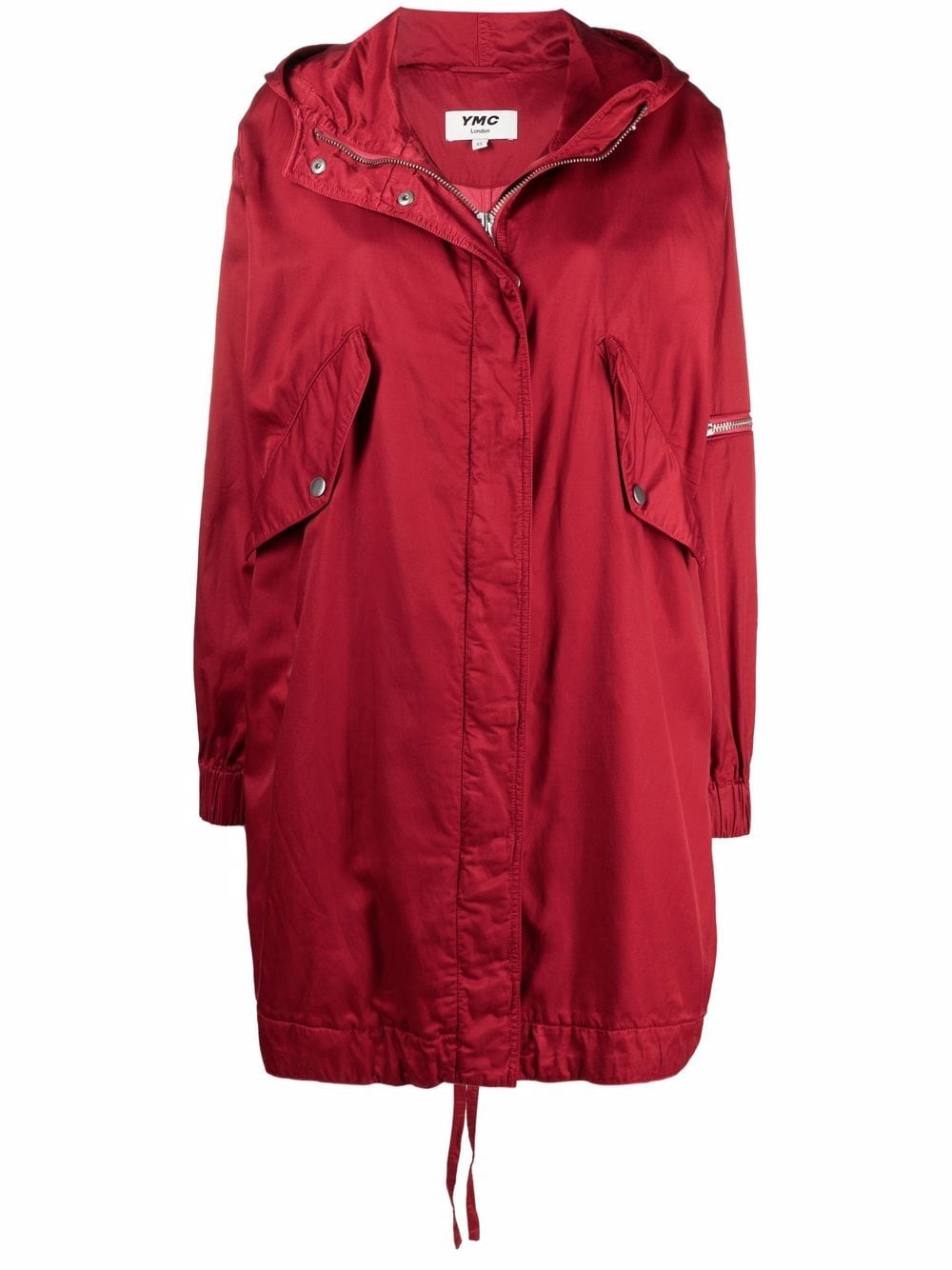 Hunter Bonded Cotton Parka Coat In Red