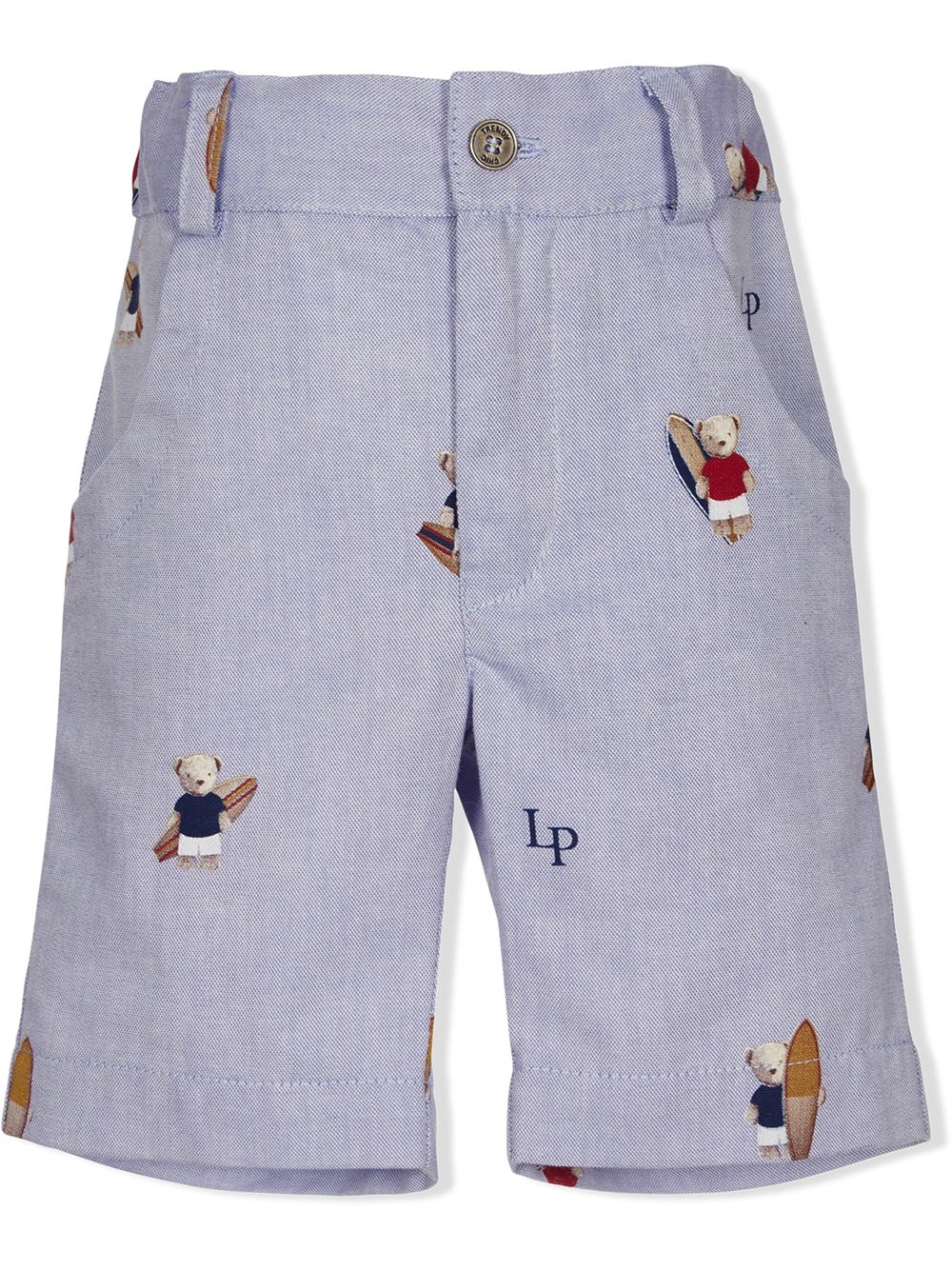 Lapin House Kids' Surfer-print Cotton Shorts In Blue