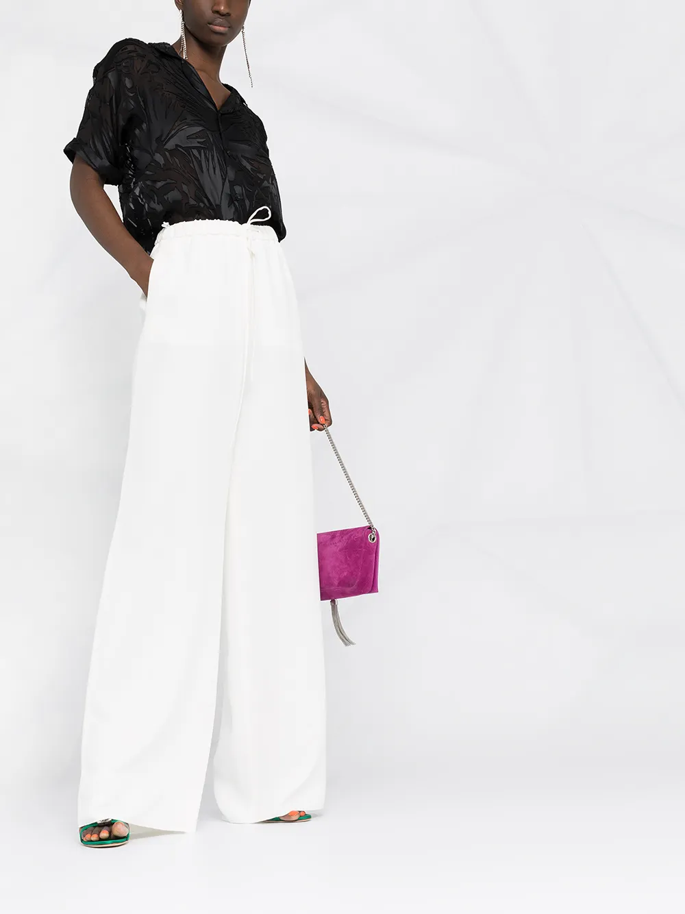 Shop Valentino Cady Couture Trousers In White