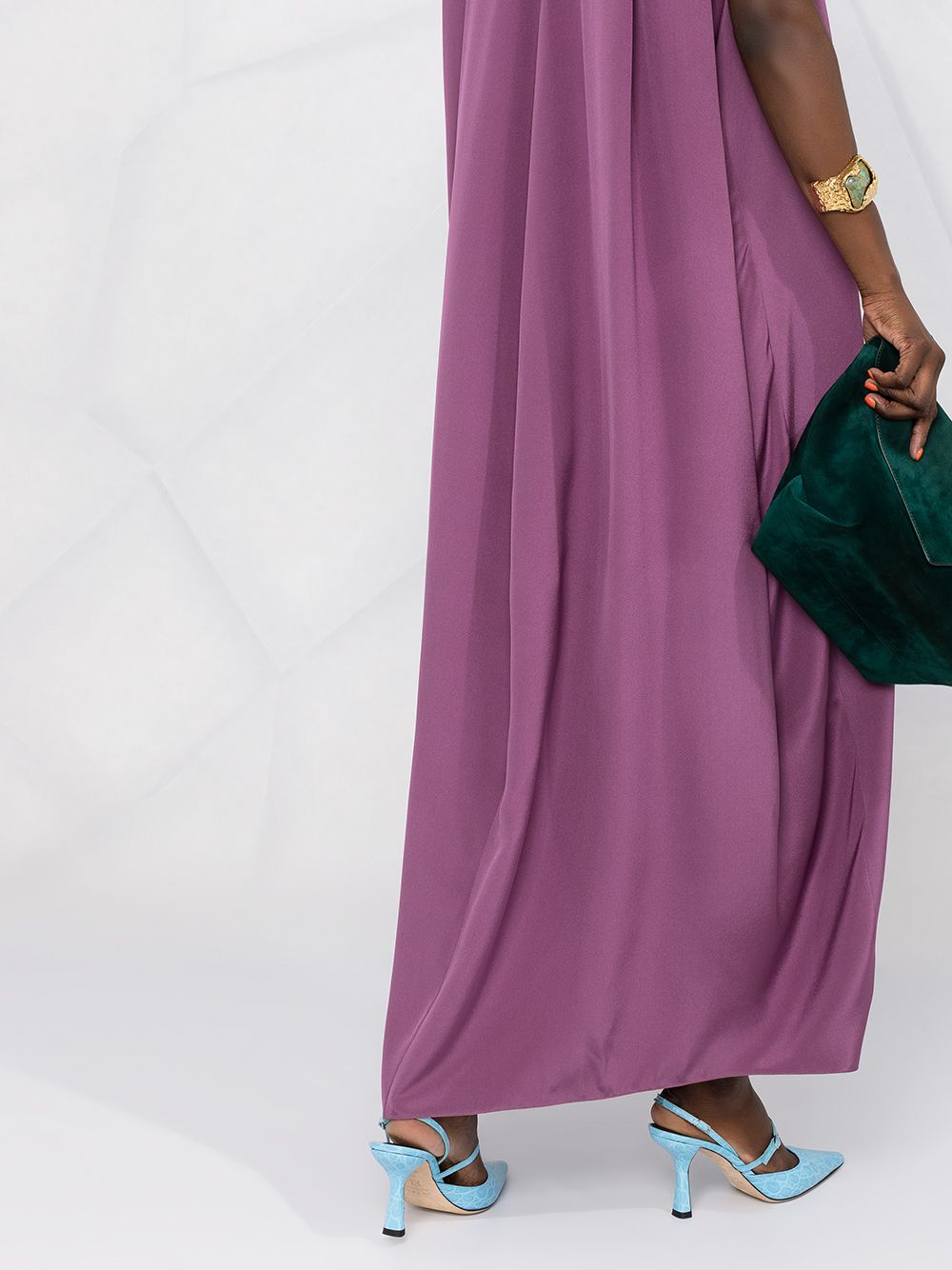 Shop Valentino Ankle-length Silk Dress In Purple